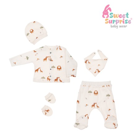 Yenidoğan Minik Zürafa Zıbın Set 5'li