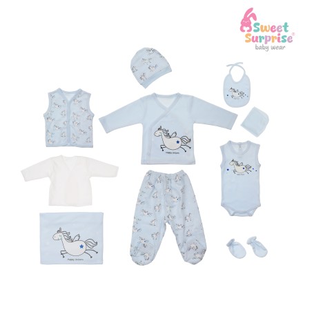 Yenidoğan Mutlu Unicorn Hastane Çıkış Seti 10'lu